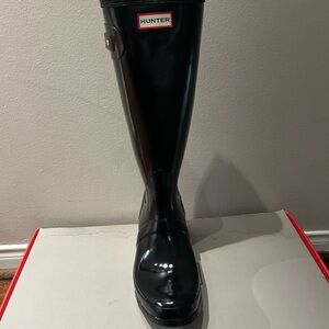 Hunter Glossy Black Tall Boots